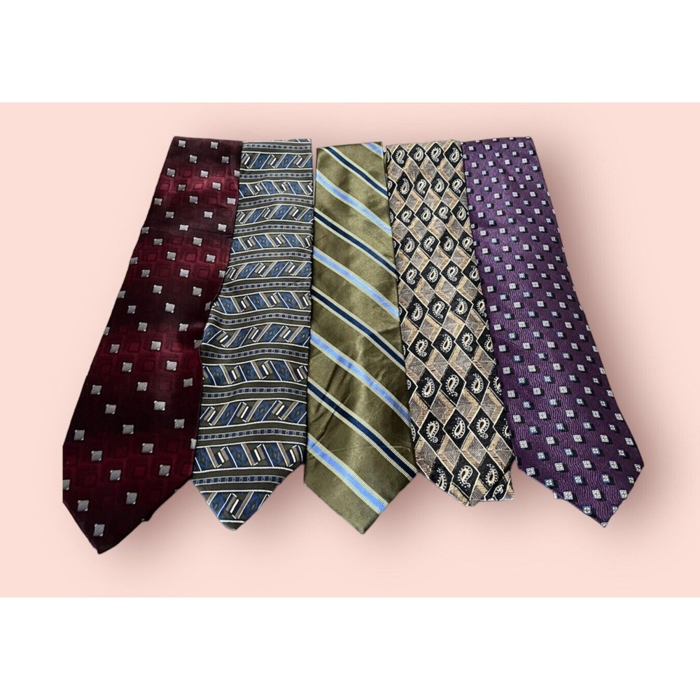 Lot of 5 Silk Men's Neck Ties Classic Business Dress Neckties Assorted Patterns - Picture 1 of 11